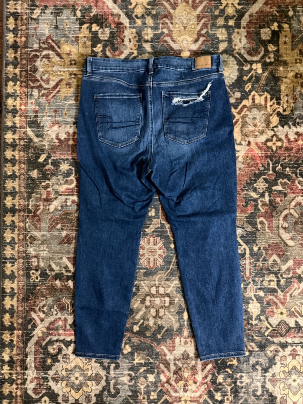 American Eagle Dark Wash Distressed Curvy Jegging - Picture 7 of 10